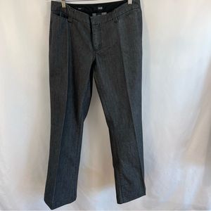 A.N.A. Jeans Black Gray Striped Trouser Wide Leg Pants Women's Size 10 Long
